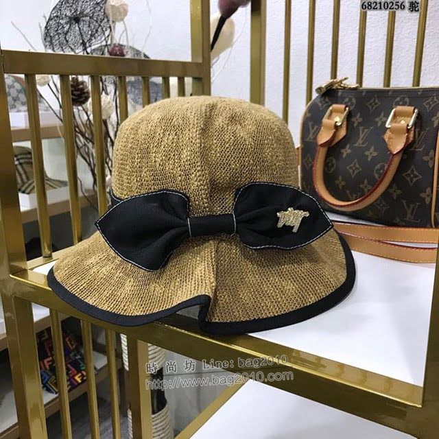 Dior女士帽子 迪奧褶皺蝴蝶結草帽 Dior遮陽帽  mm1005